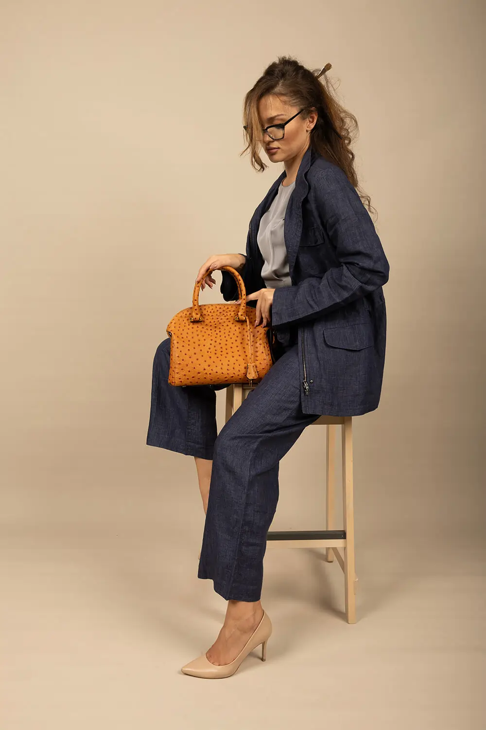 Gioconda Ostrich Print Handbag (2)