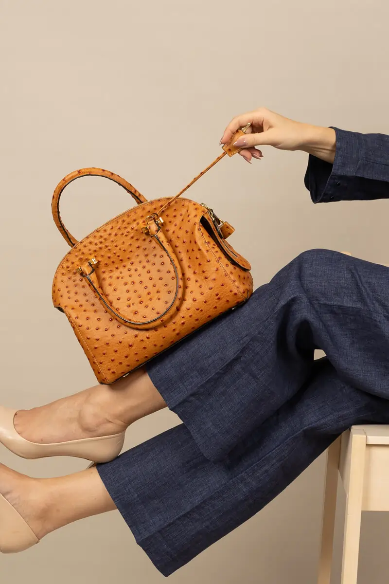 Gioconda Ostrich Print Handbag (3)