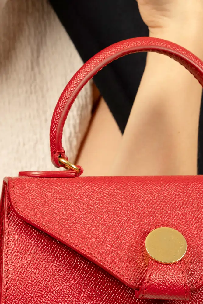 Virtù Calf Pam Leather Red Handbag (2)