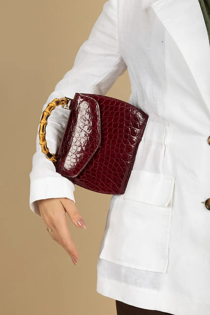 BELLEZZA REAL BELLY CROCODILE SKIN SLING BAG