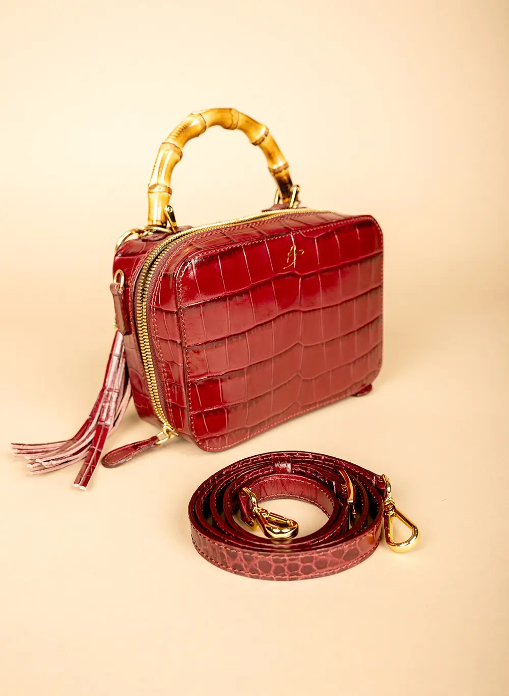 FINESTRA SOFT CROCO PRINT CROSSBODY BAG
