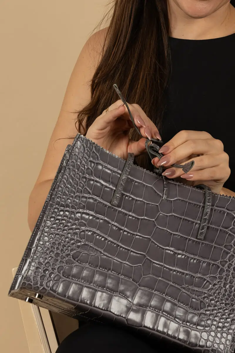 LAGO CROCO PRINT TOTE BAG
