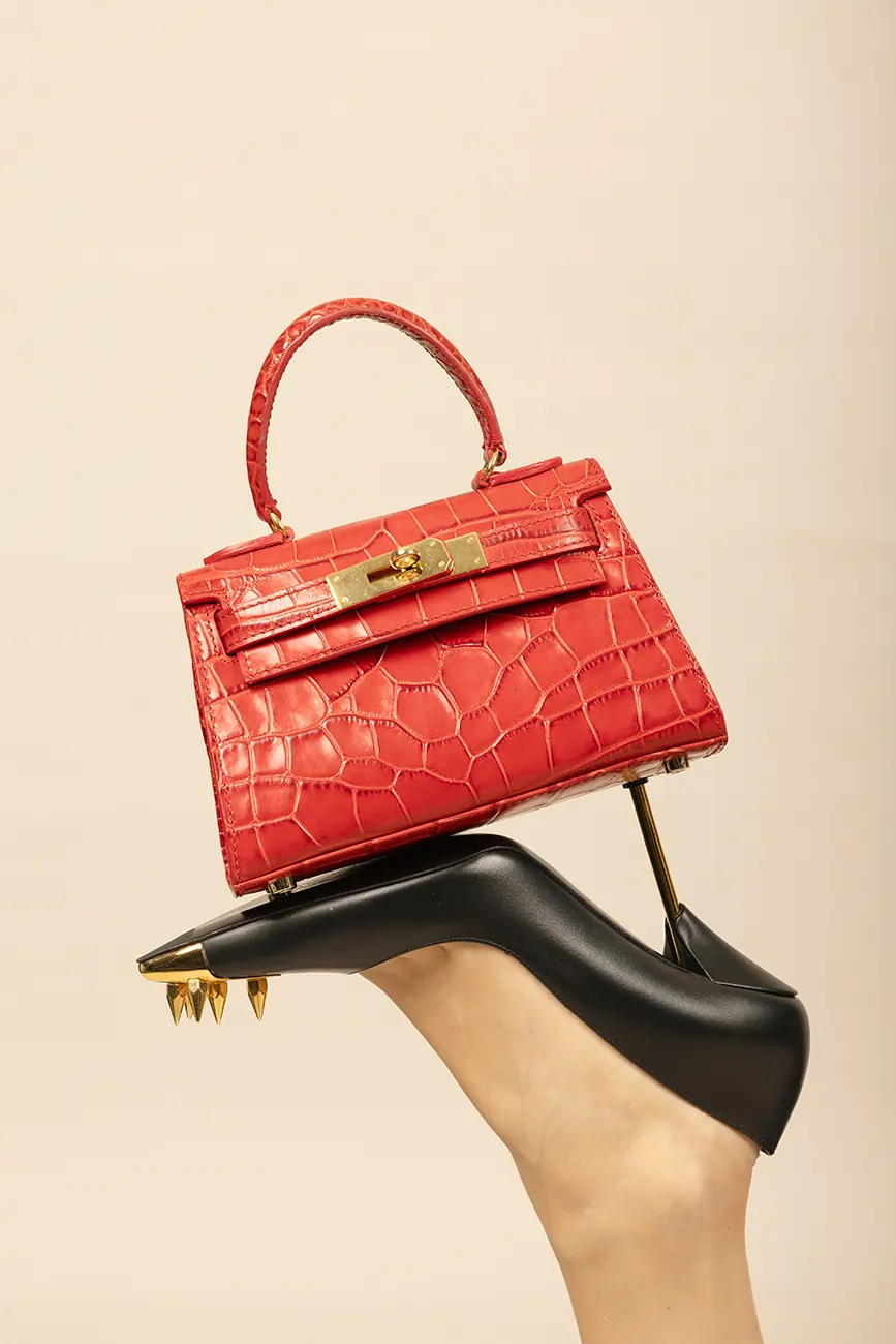 VITTORIA CROCO PRINT MINI BAG
